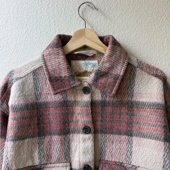 Roxy Red and Cream Plaid Utility Jacket - Picture 2 of 8